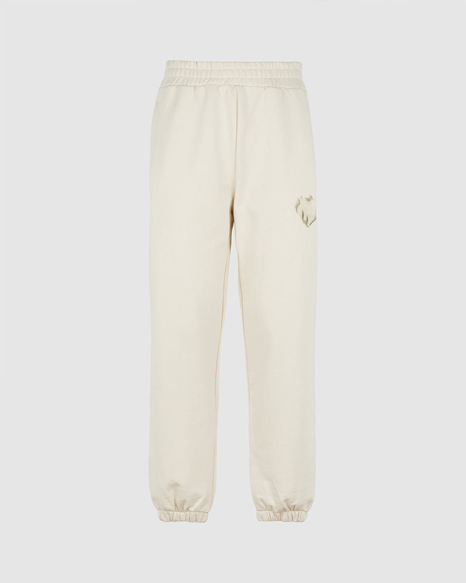 SAND PANTS WHIT EMBROIDERED FLAMING HEART
