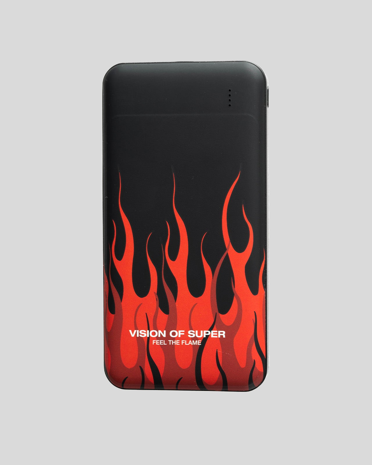 POWERBANK NERO CON FIAMME ROSSE E LOGO BIANCO