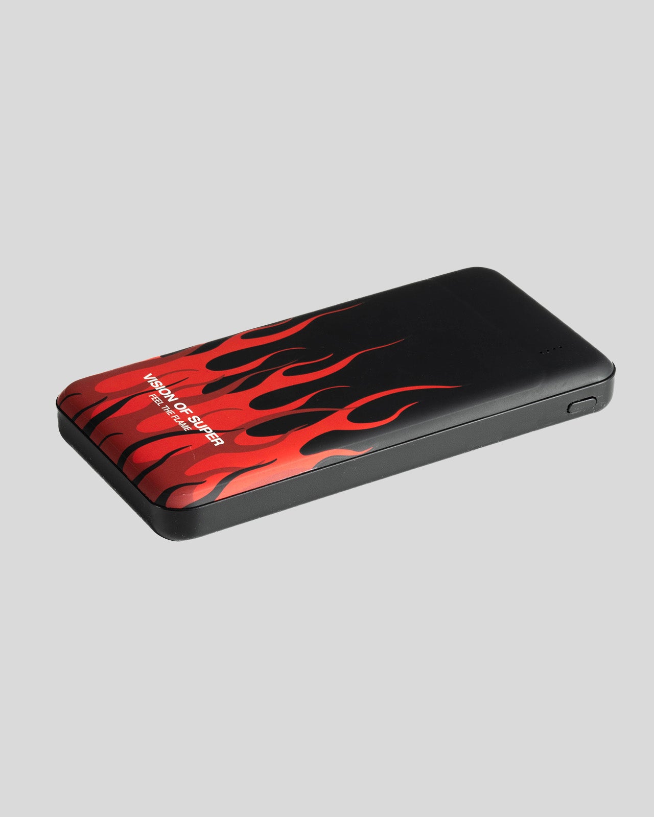 POWERBANK NERO CON FIAMME ROSSE E LOGO BIANCO