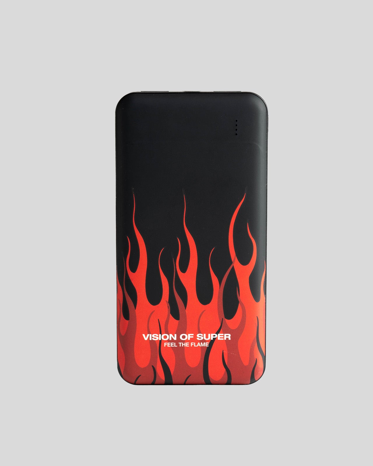BLACK POWERBANK WITH RED FLAMES AND WHITE LOGO