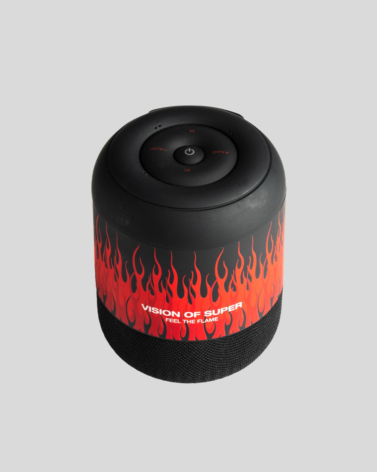 CASSA NERA CON FIAMME ROSSE E LOGO BIANCO