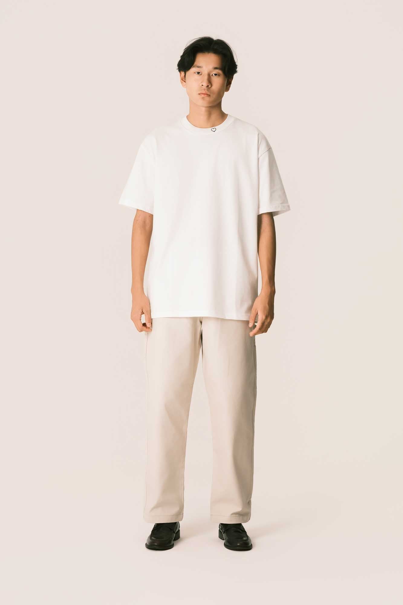 OFFWHITE TEE WITH EMBROIDERED HEART