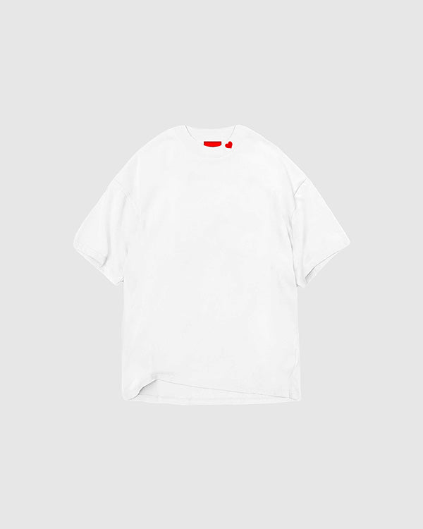 OFFWHITE TEE WITH EMBROIDERED FULL HEART