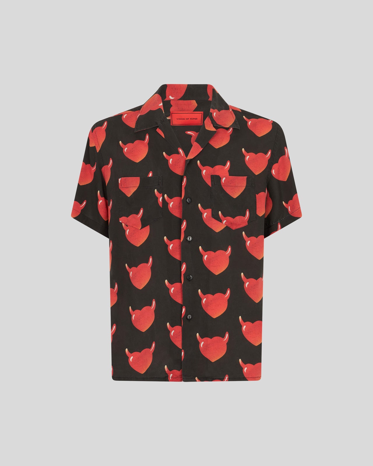 CAMICIA NERA CON LOGO VOS HEARTS ALL OVER