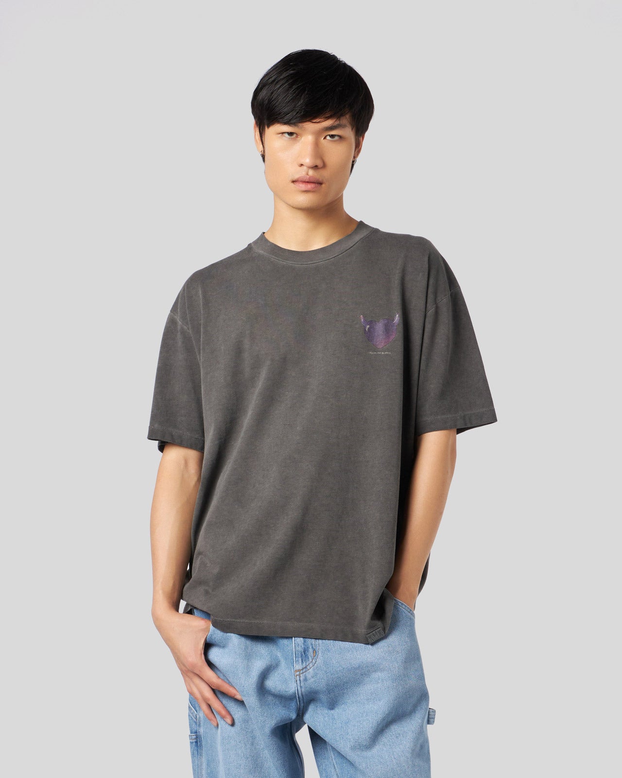 T-SHIRT GRIGIA CON GRAFICA PUFFY LOVE