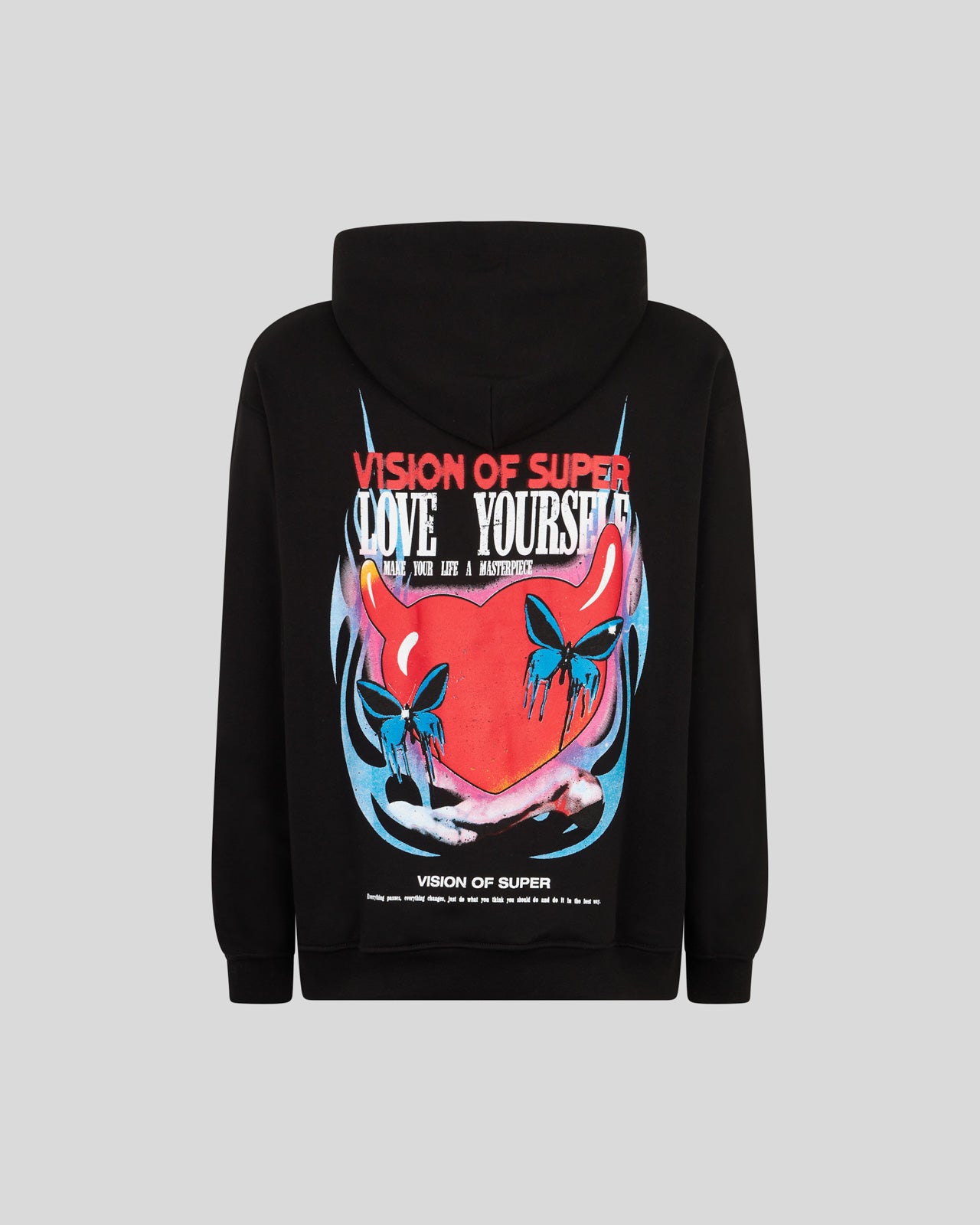 FELPA CON CAPPUCCIO NERA CON GRAFICA PUFFY LOVE