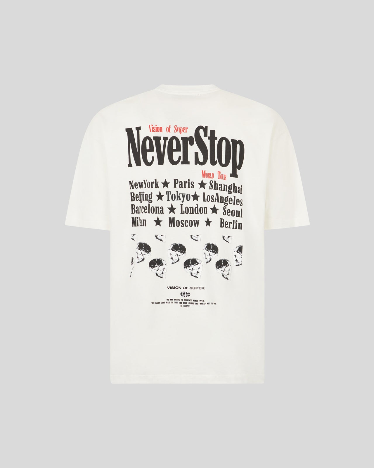 T-SHIRT BIANCA CON GRAFICA NEVER STOP