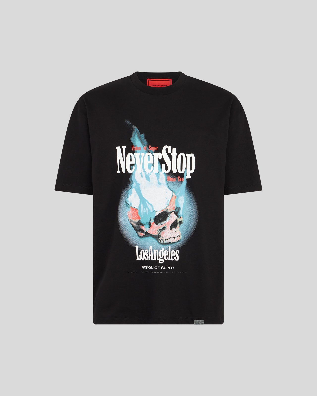T-SHIRT NERA CON GRAFICA NEVER STOP