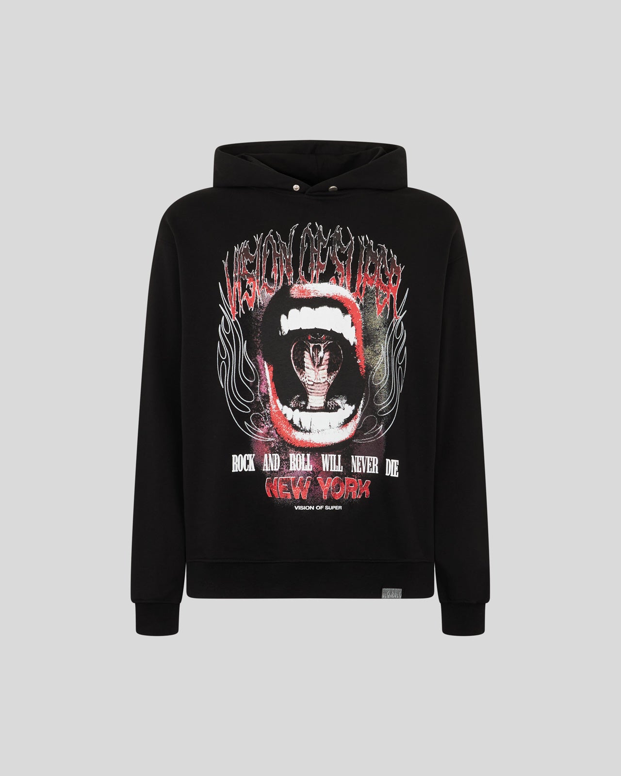 BLACK HOODIE WITH COBRA MOUTH PRINT