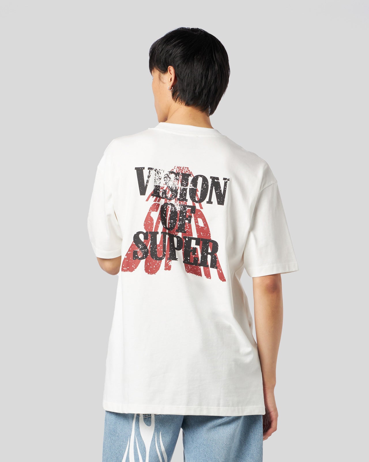 WHITE T-SHIRT WITH VISION SLOGAN PRINT