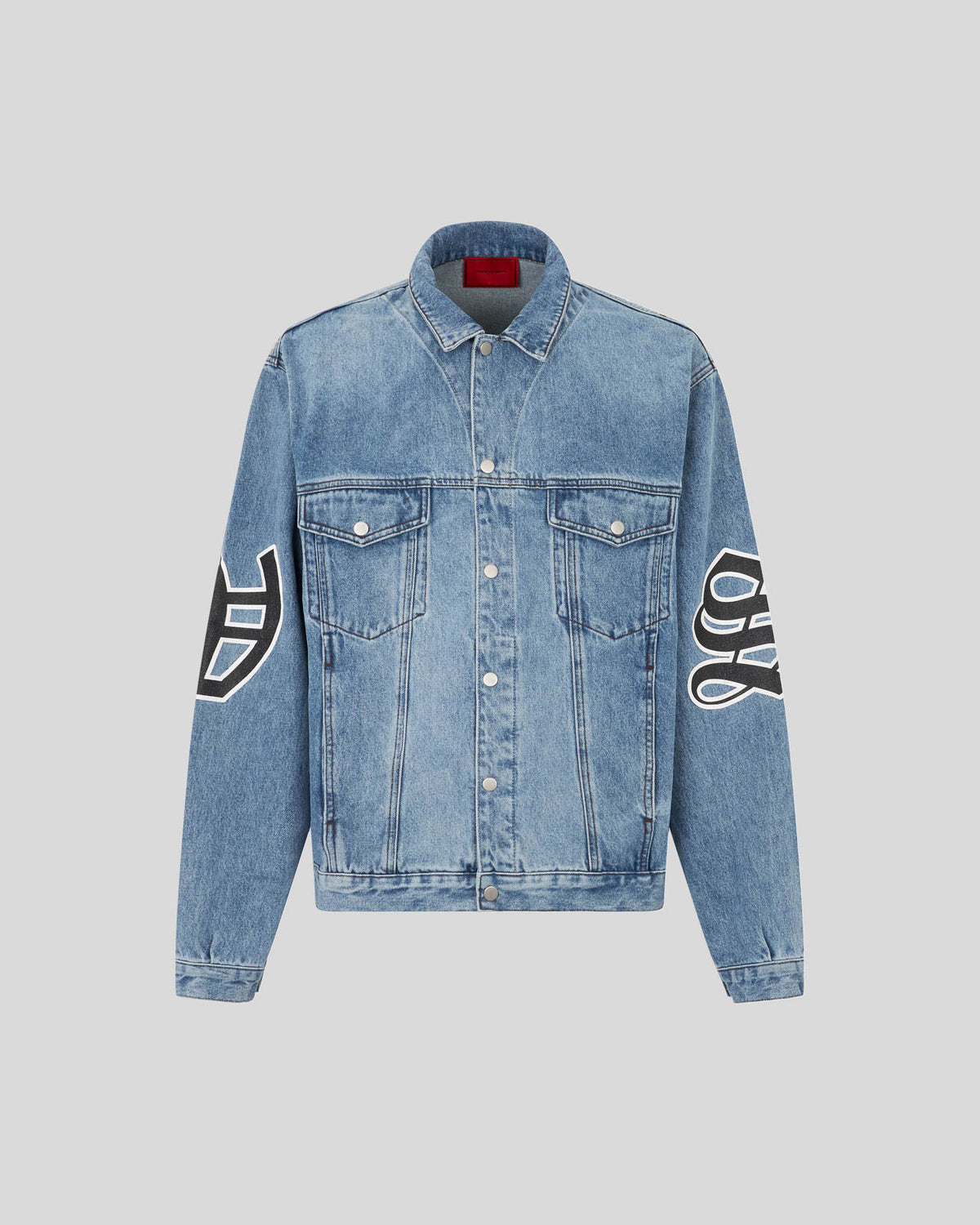 BLUE DENIM JACKET PRINTED GOTIC MONOGRAM| Vision of Super SS24