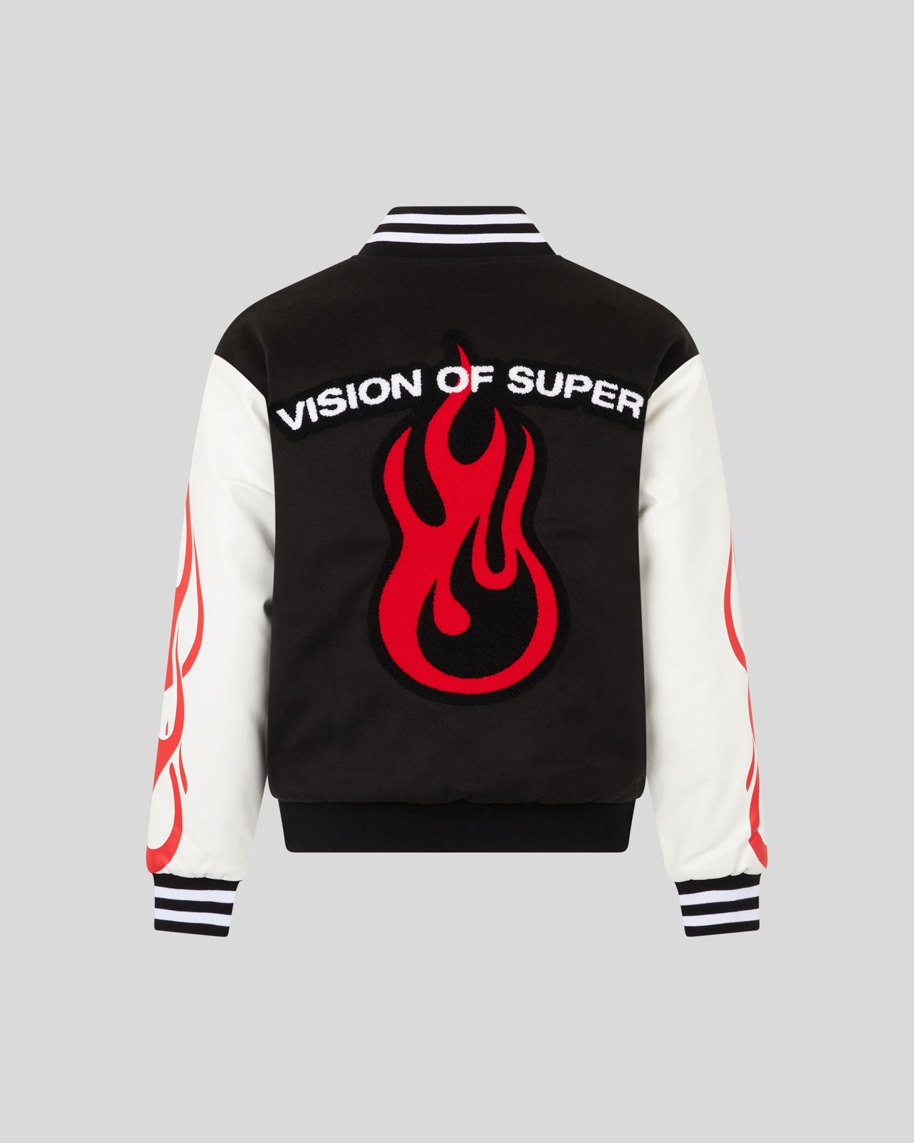 VARSITY JACKET WITH GOTIC PATCH RED FLAMES AND LOGO