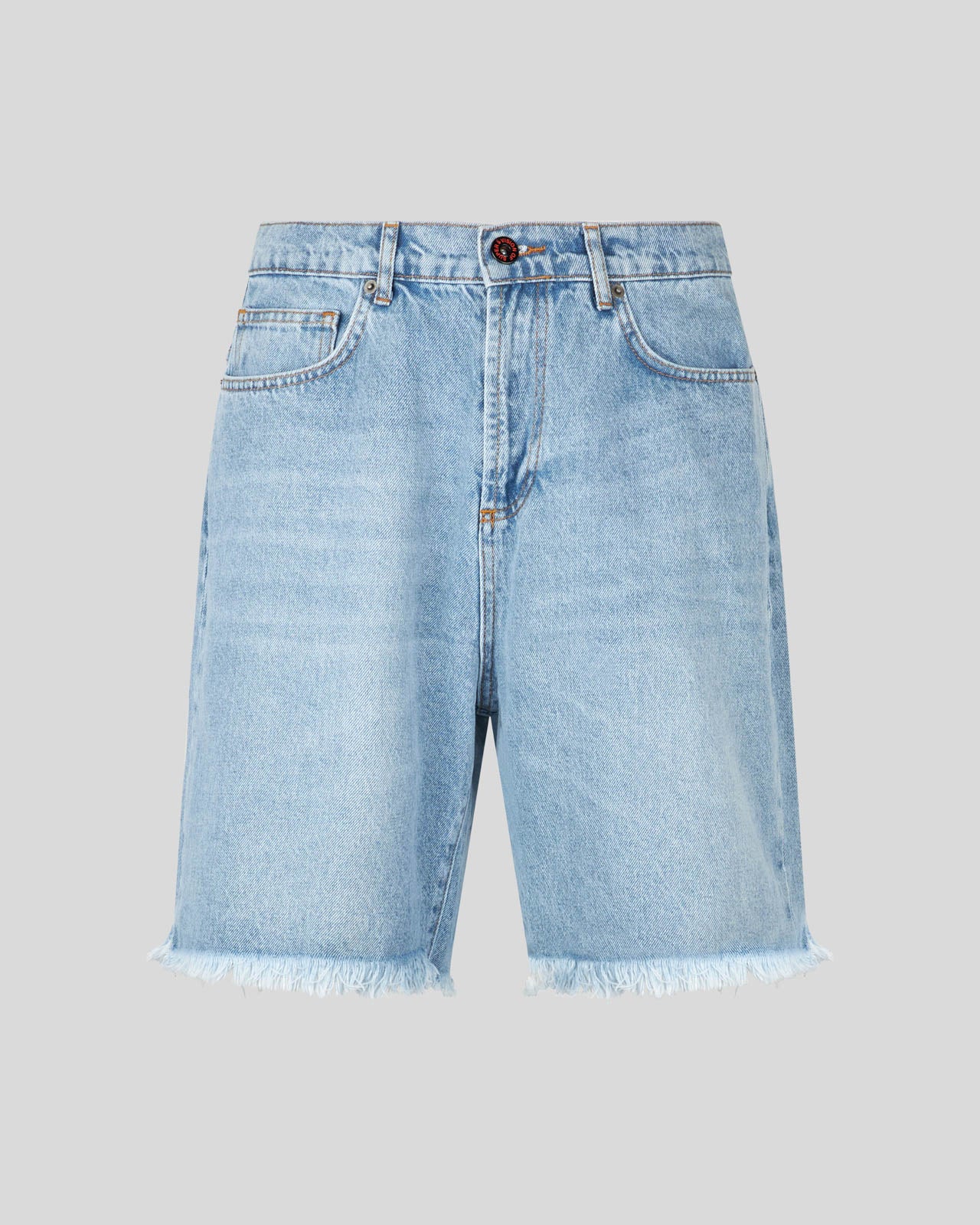 PANTALONCINO DENIM BLUE CON FIAMME BIANCHE E LOGO