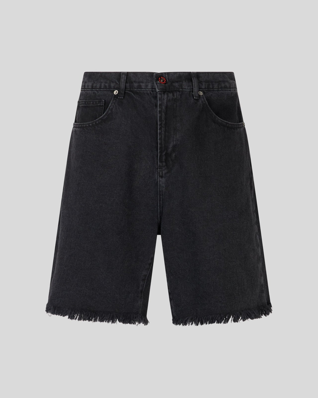 PANTALONCINO DENIM NERO CON FIAMME BIANCHE E LOGO