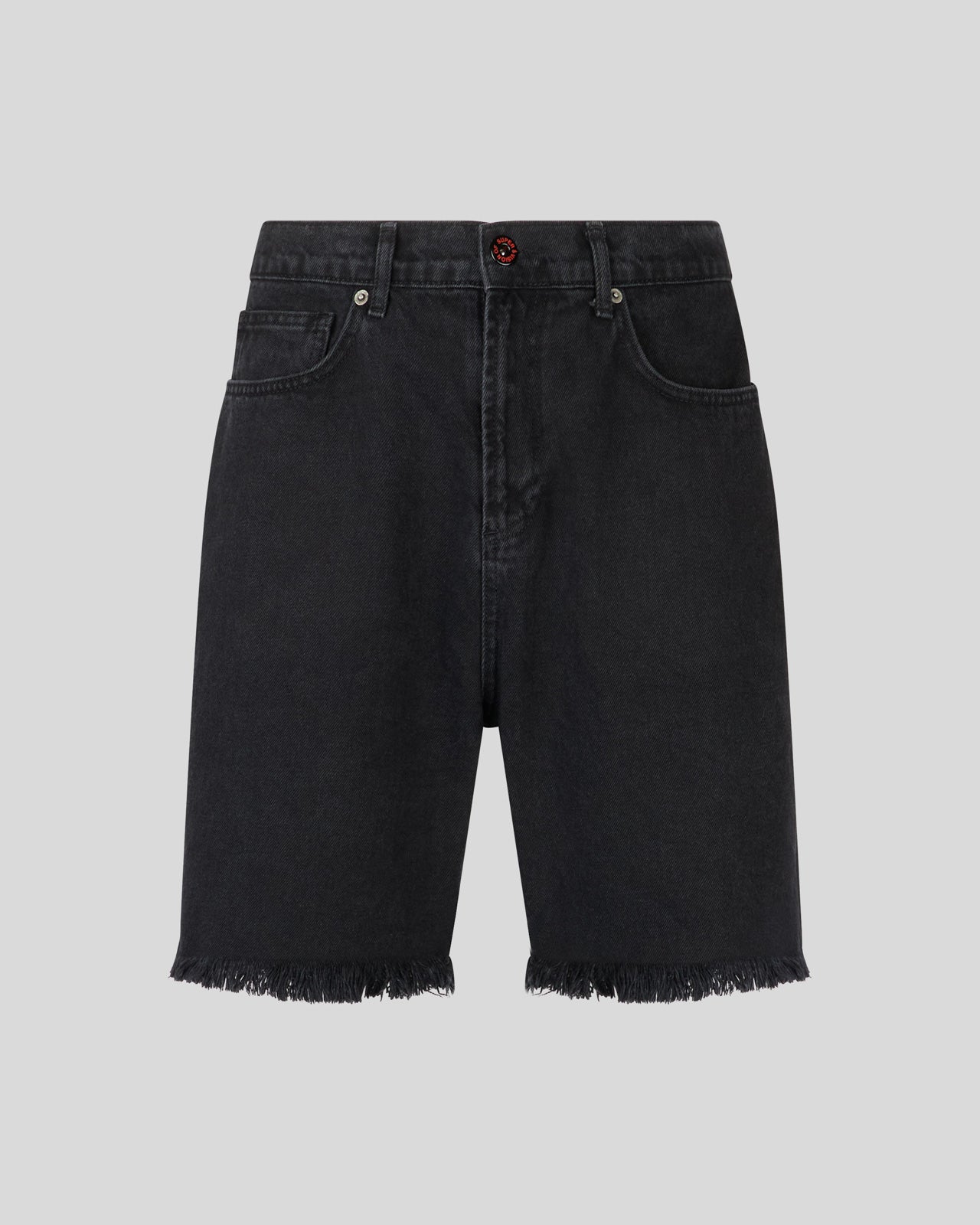 PANTALONCINO DENIM NERO CON PATCH GOTICHE "V-S""