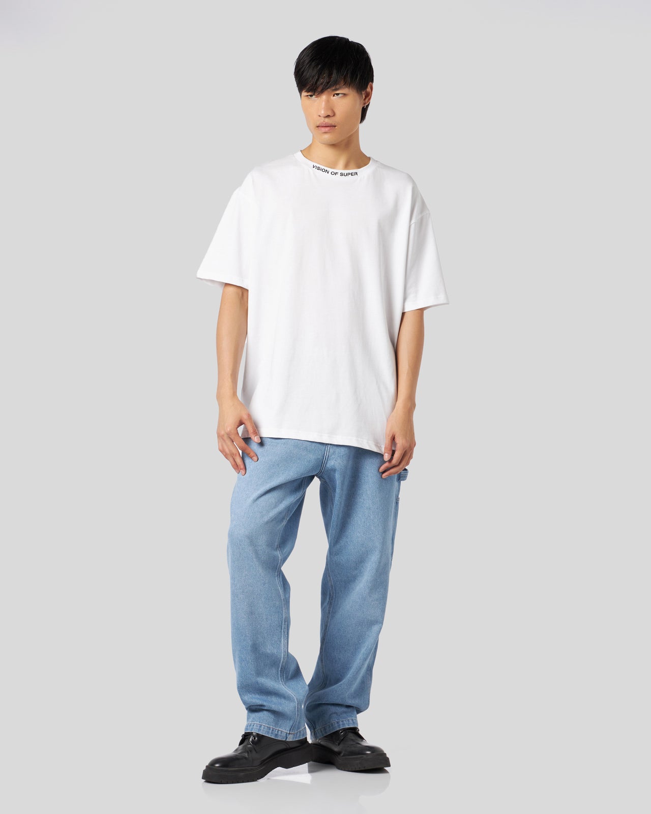 WORKER DENIM PANTS WITH ICONIC FLAMES PATCH