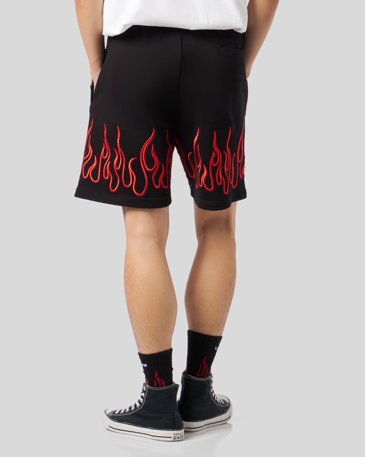 EMBROIDERED FLAMES SHORTS