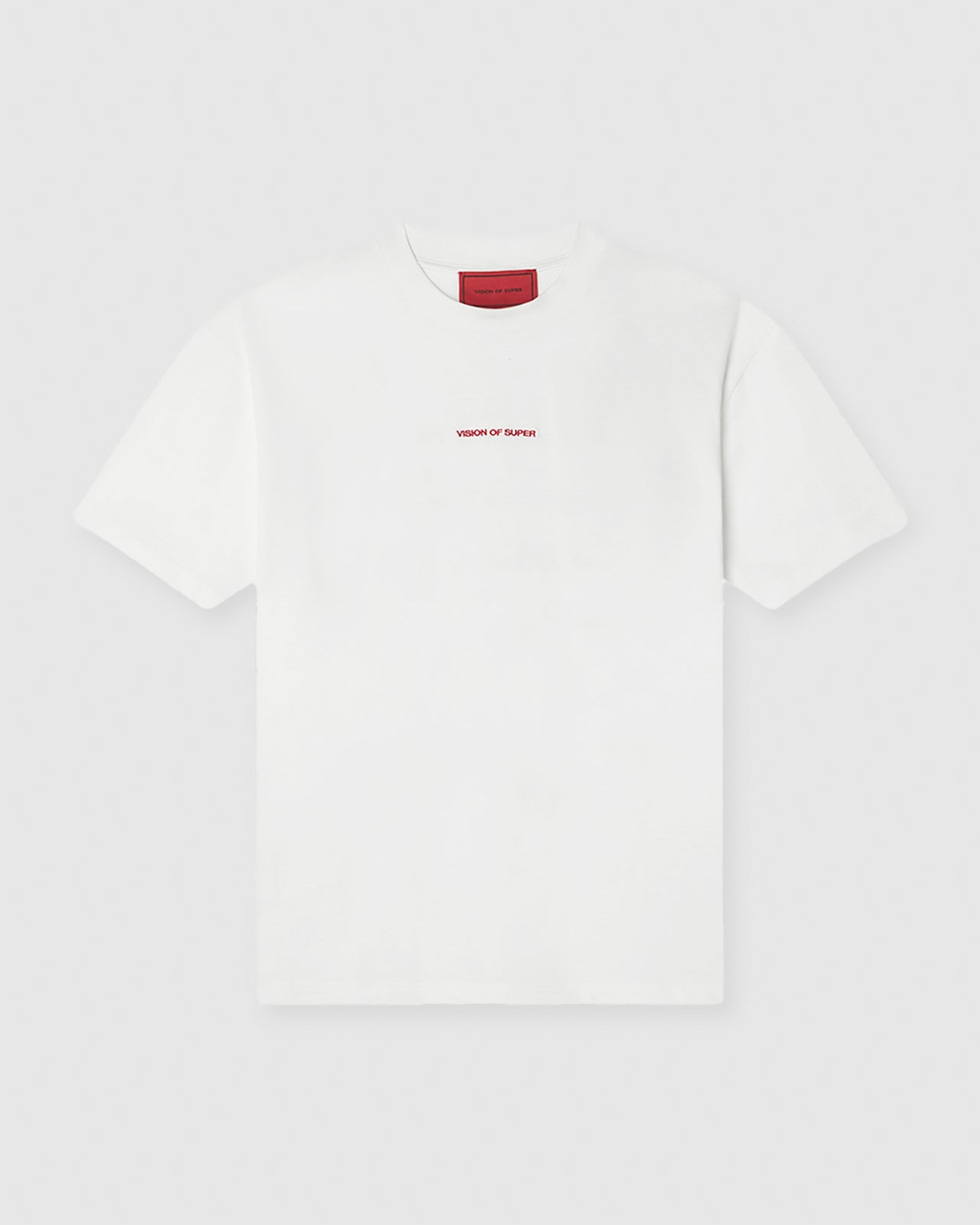 WHITE T-SHIRT WITH MILITARY VOS PRINT ON BACK AND EMBROIDERED LOGO ON FRONT