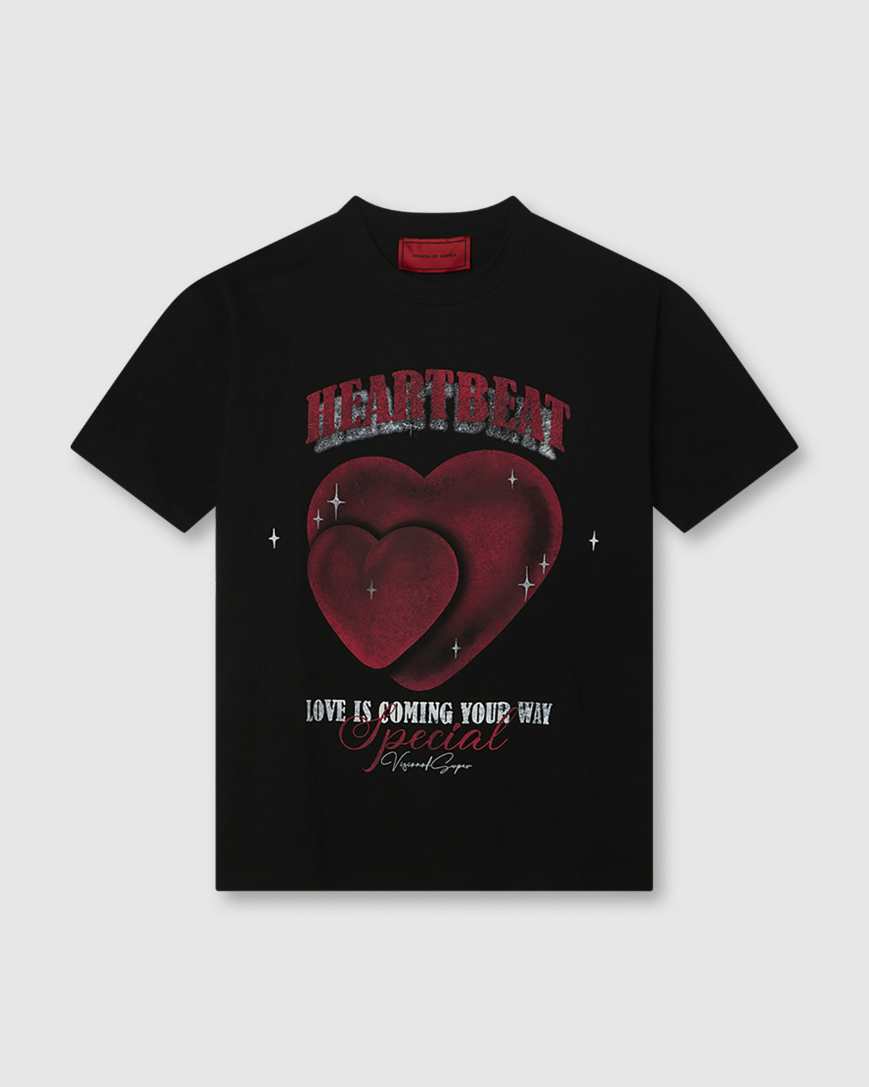 T-SHIRT NERA STAMPA HEARTBEAT