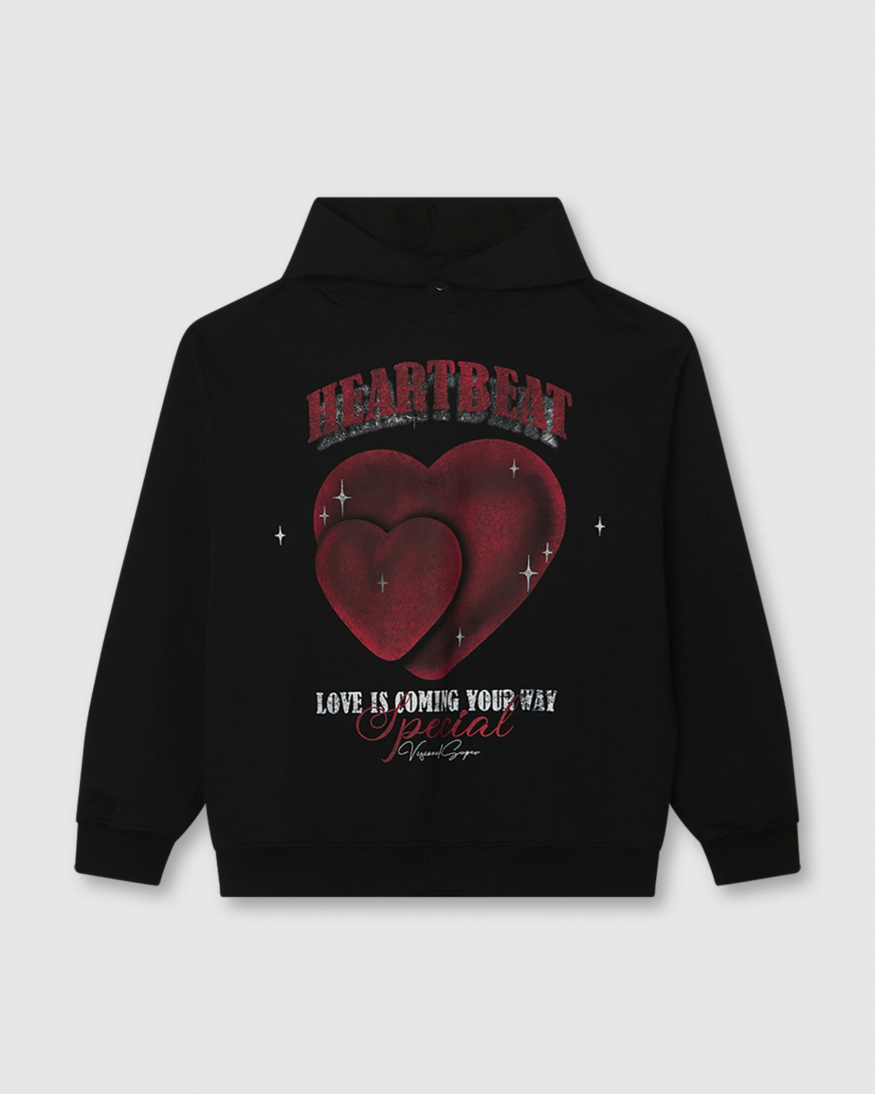 Neverless® Felpa con cappuccio da uomo con stampa escursionistica, montagna, battito cardiaco, stampa outdoor, Battito cardiaco montagna nero, L