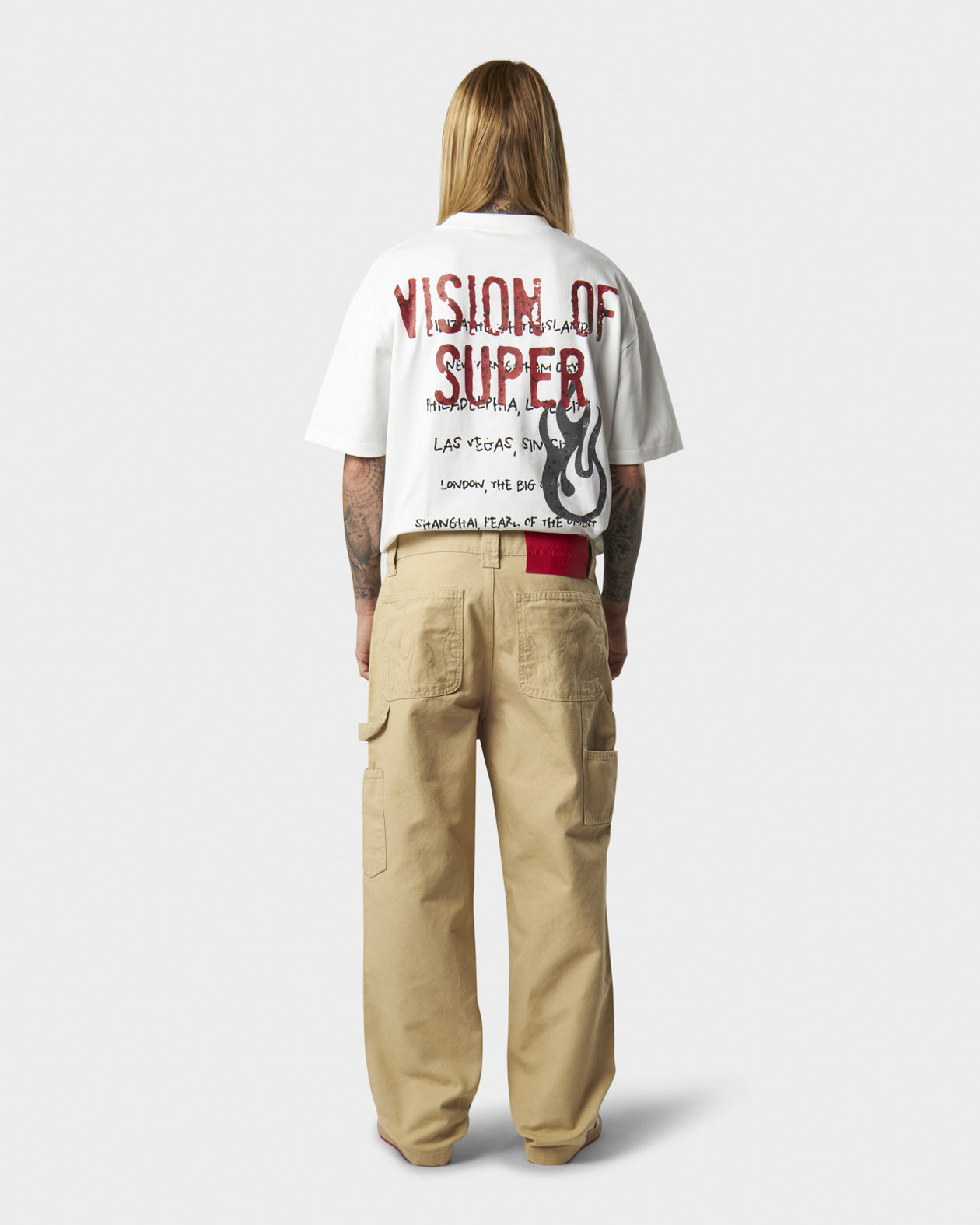 EMBROIDERED FLAMES WORKER DENIM