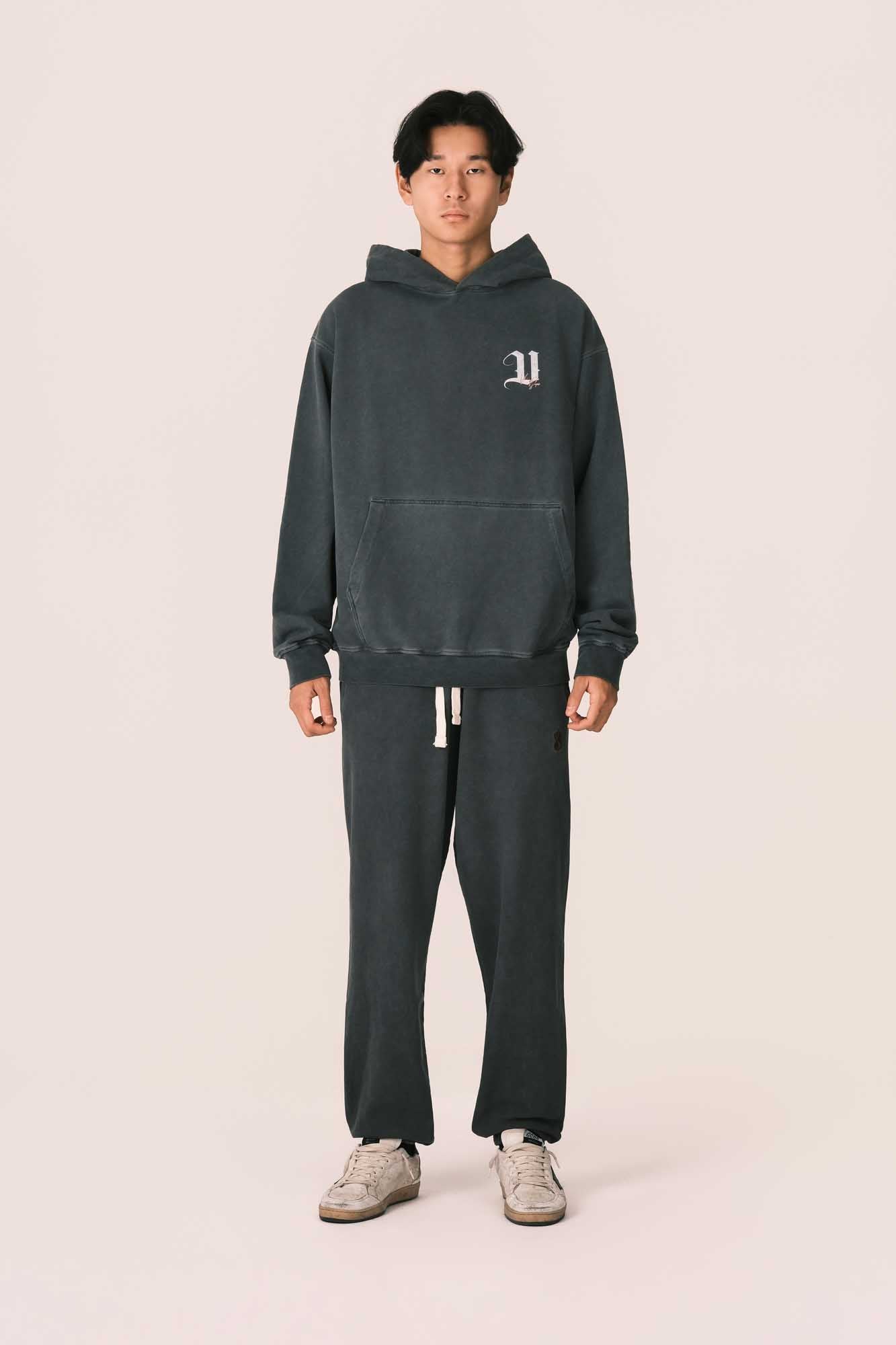 BLACK HOODIE WITH ANGEL PRINT ON BACK