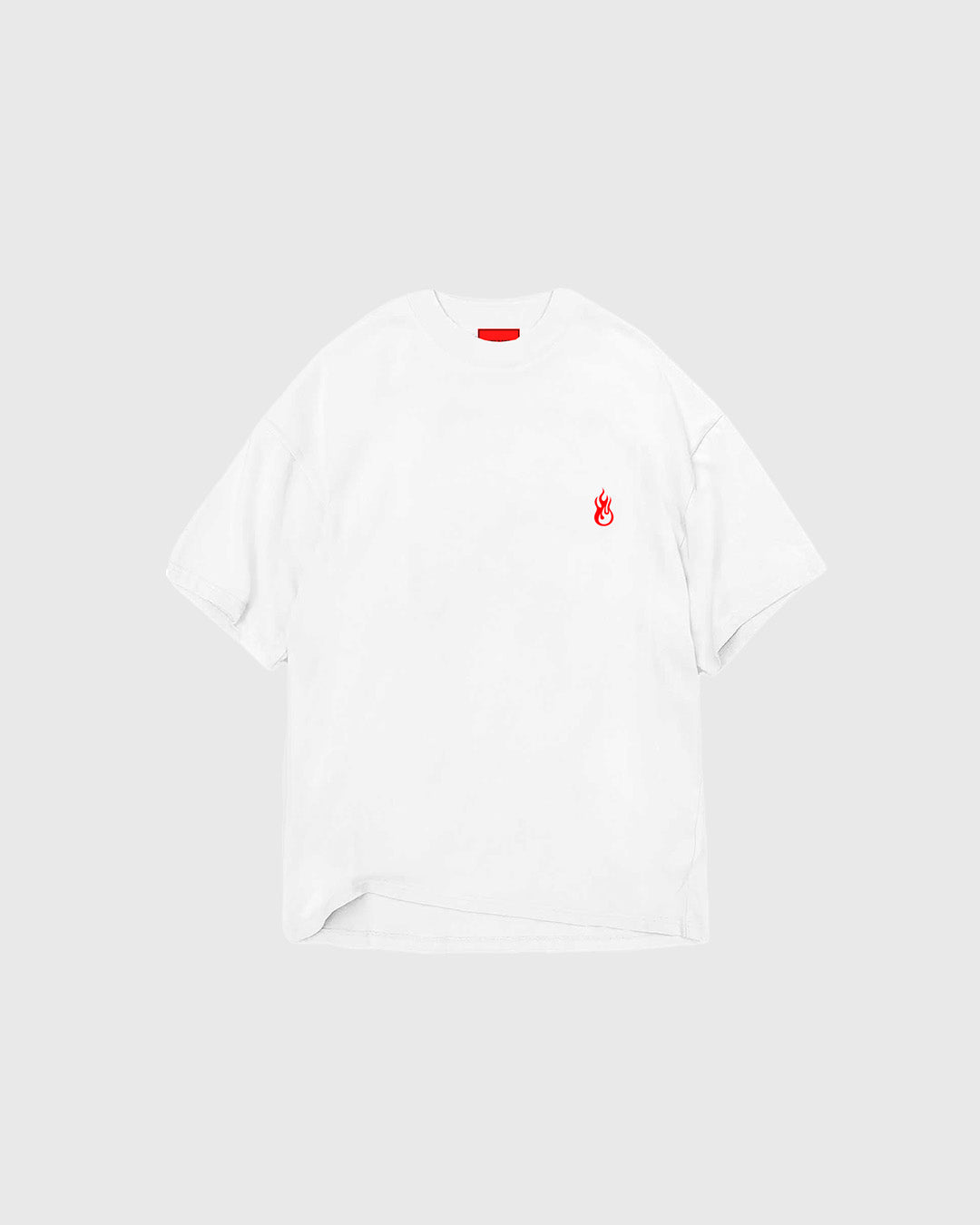 OFFWHITE TEE WITH EMBROIDERED FLAME