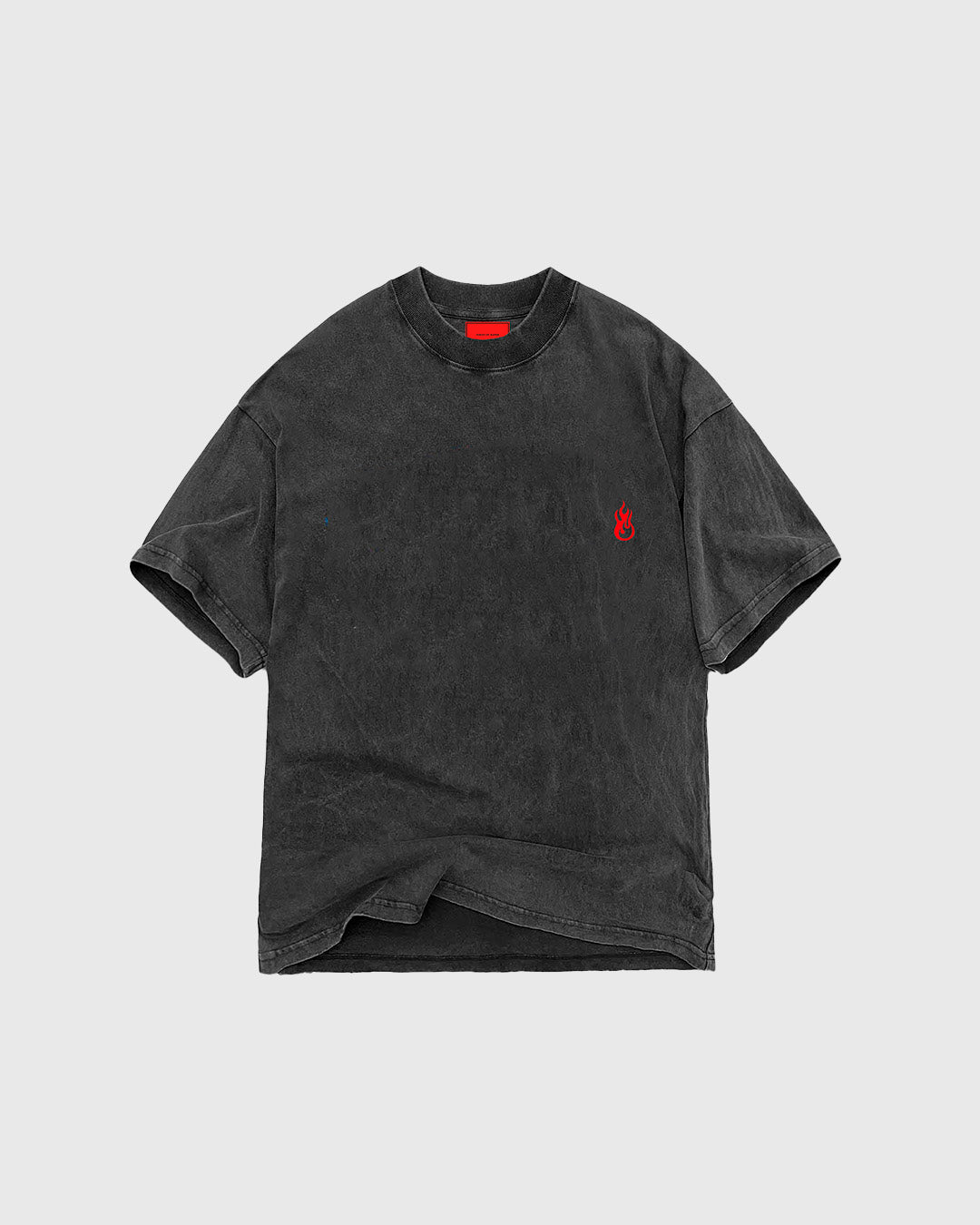 STONE WASH TEE WITH EMBROIDERED FLAME