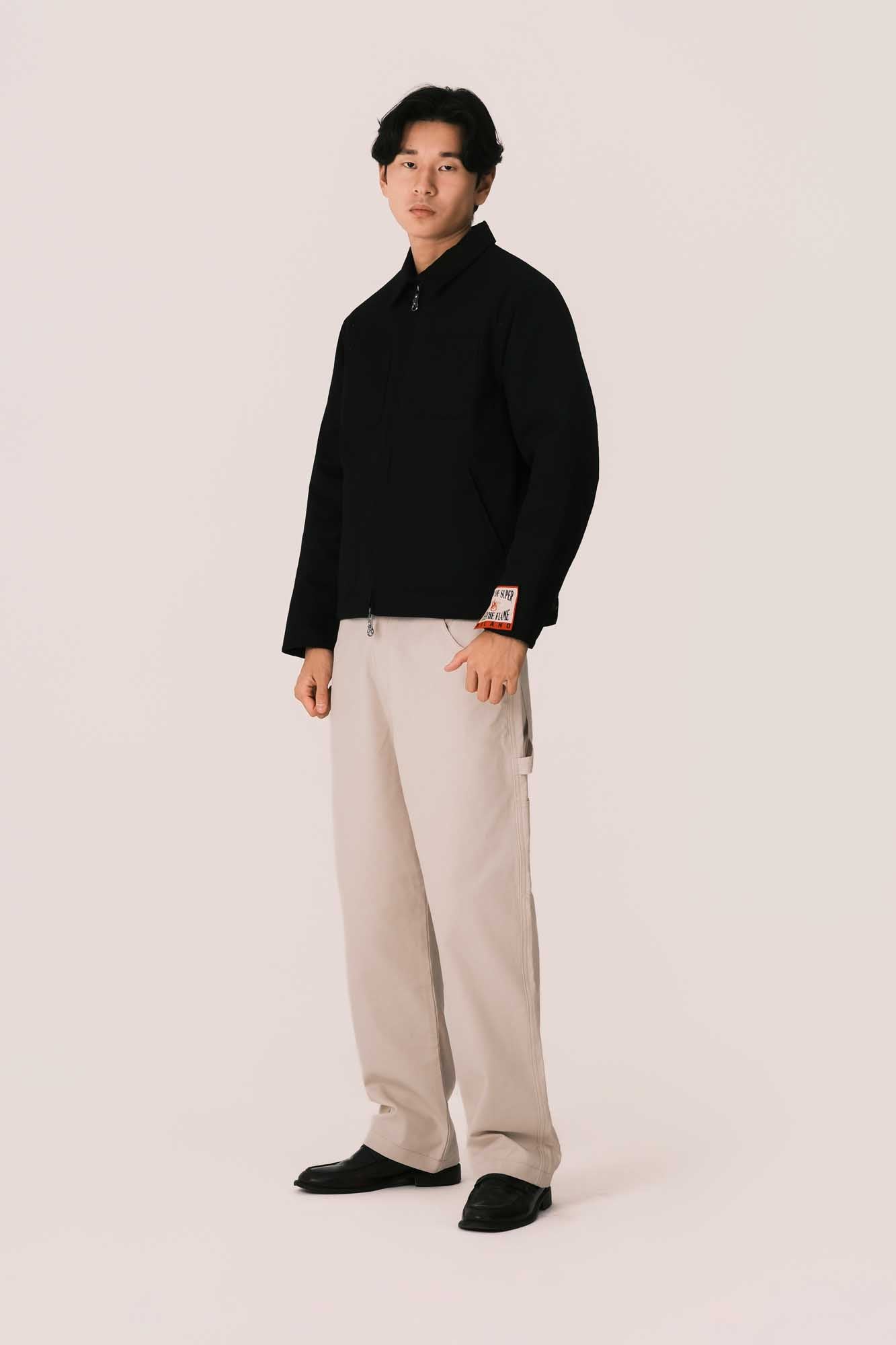 BLACK JACKET RIPSTOP FLAME ON POCKET