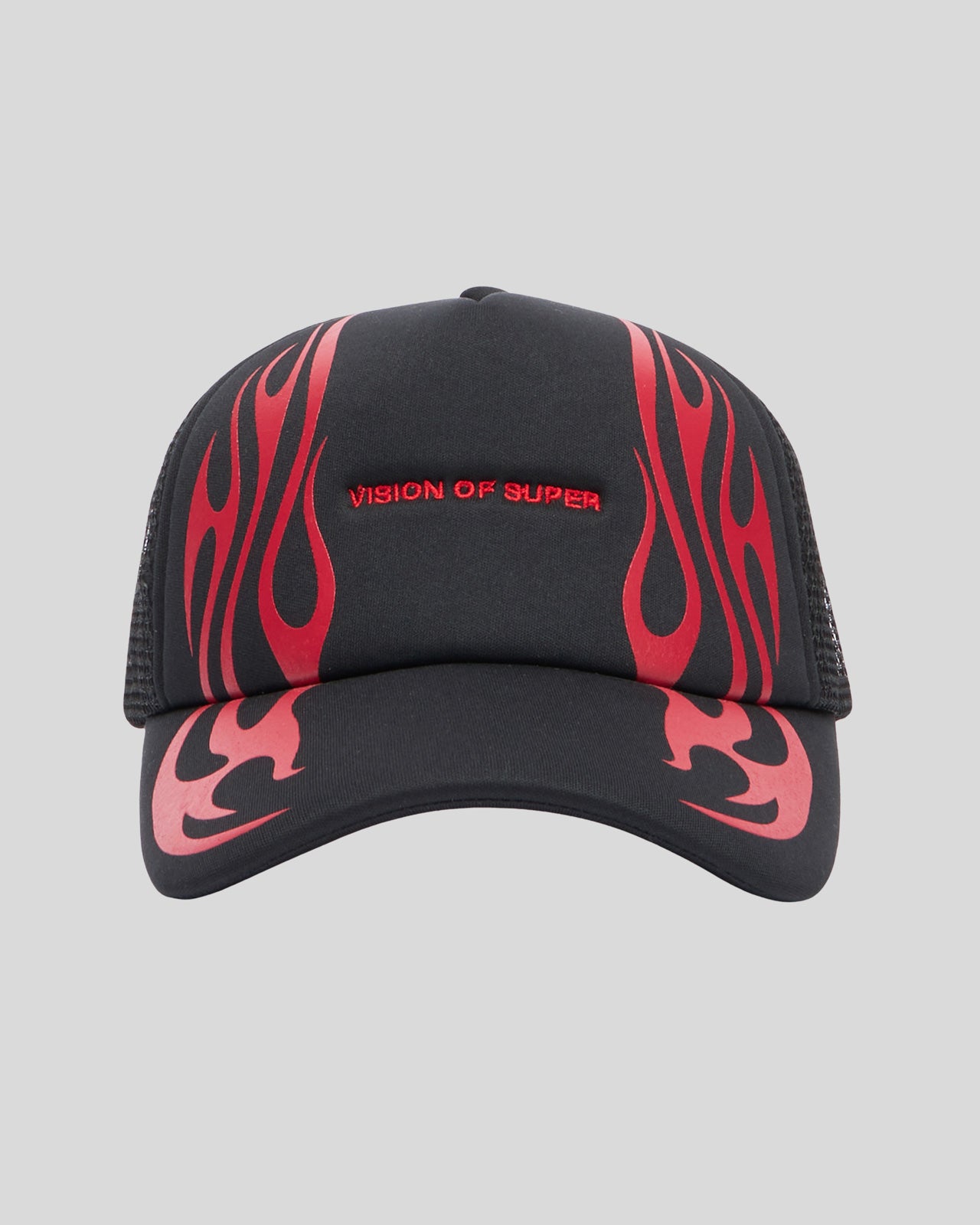 BLACK TRACKER CAP WITH TRIBAL FLAMES