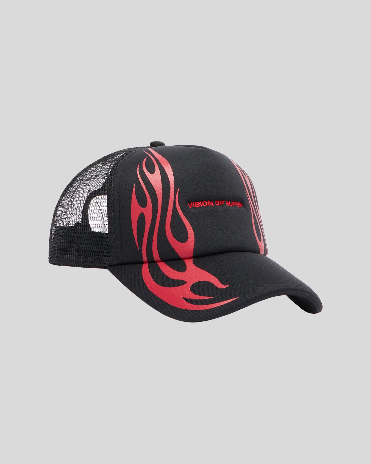 BLACK TRACKER CAP WITH TRIBAL FLAMES