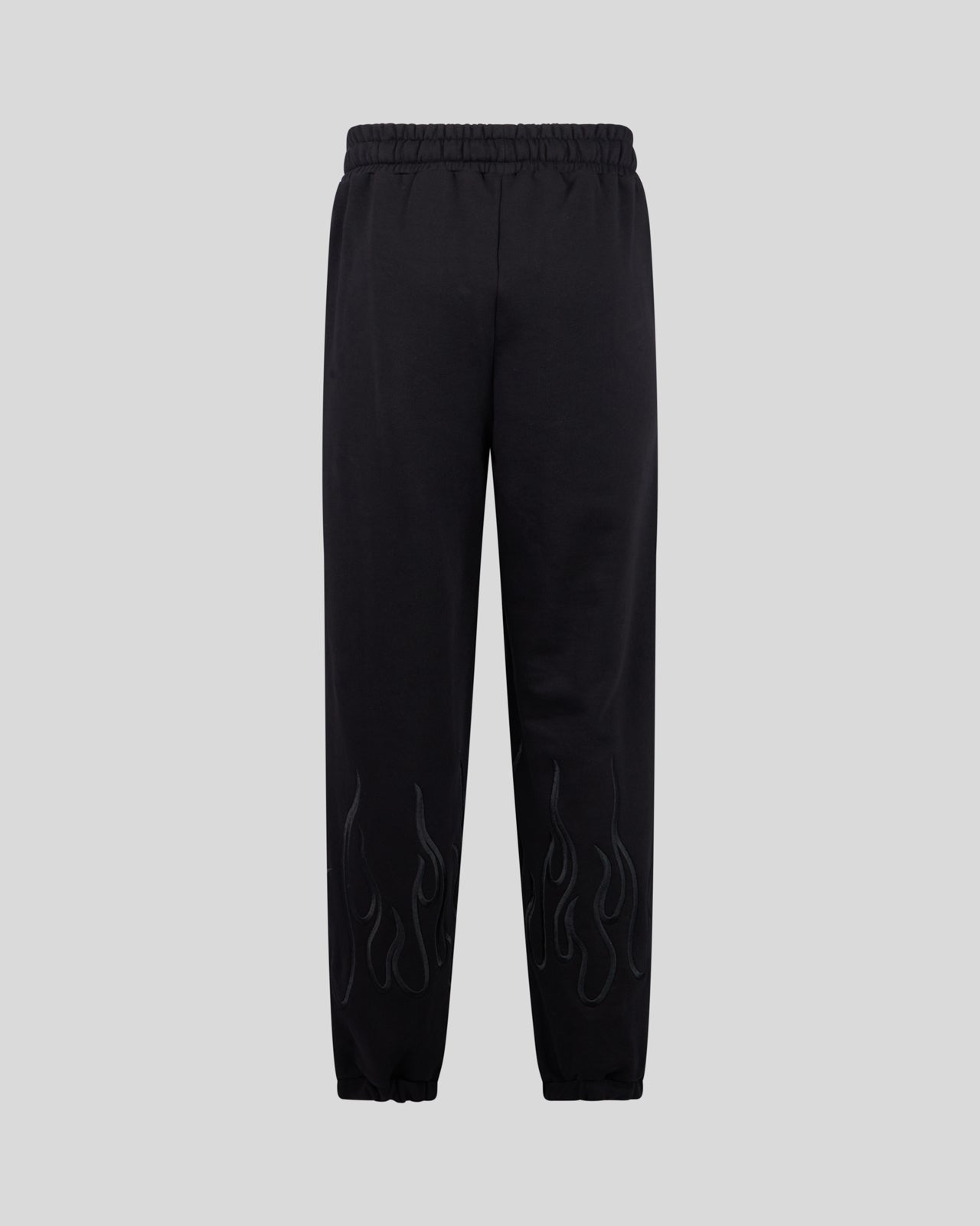 PANTALONI NERI DONNA CON FIAMME RICAMATE NERE