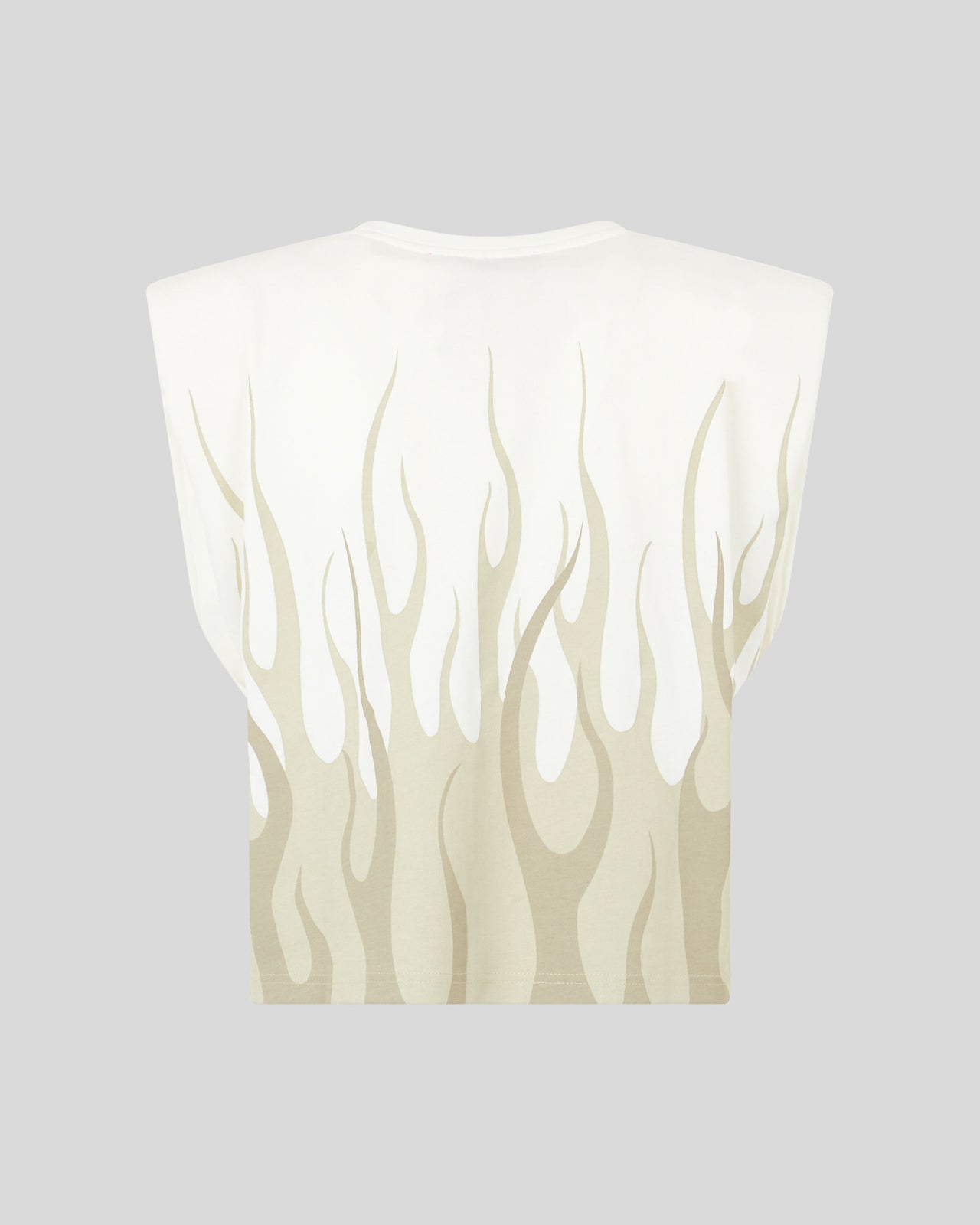 CROP TOP BIANCO CON DOPPIA FIAMMA BEIGE