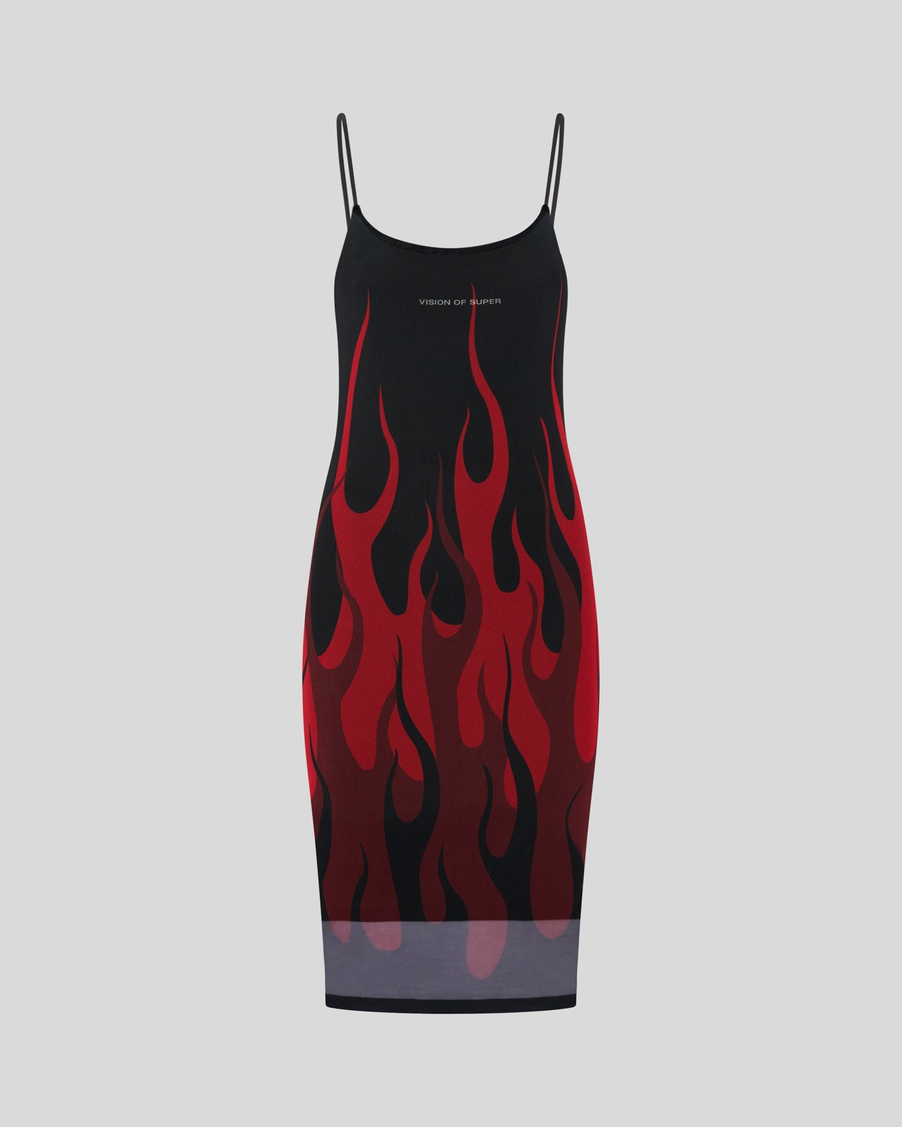 BLACK TULLE DRESS WITH RED FLAMES