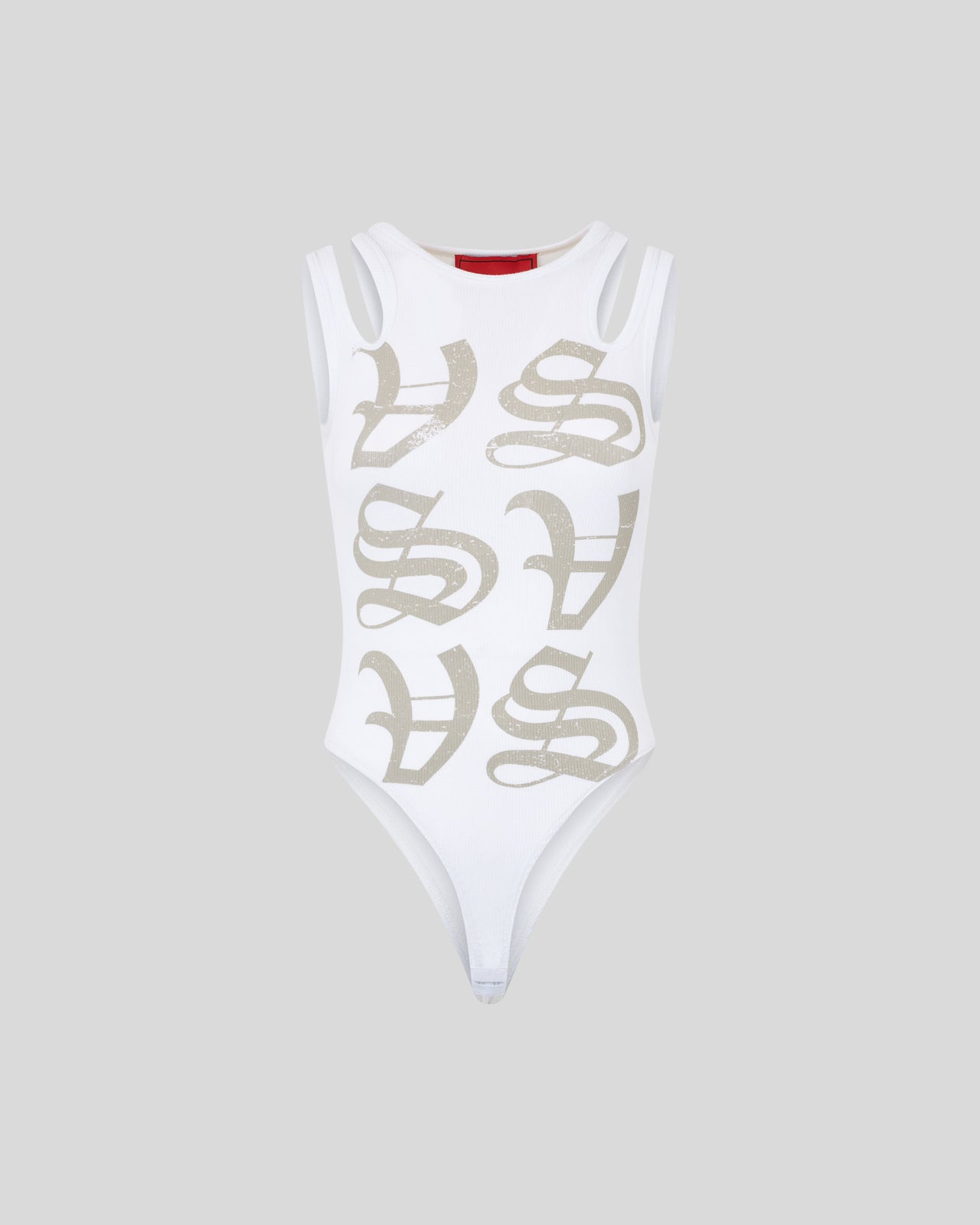 WHITE BODY WITH GOTIC MONOGRAM PRINT