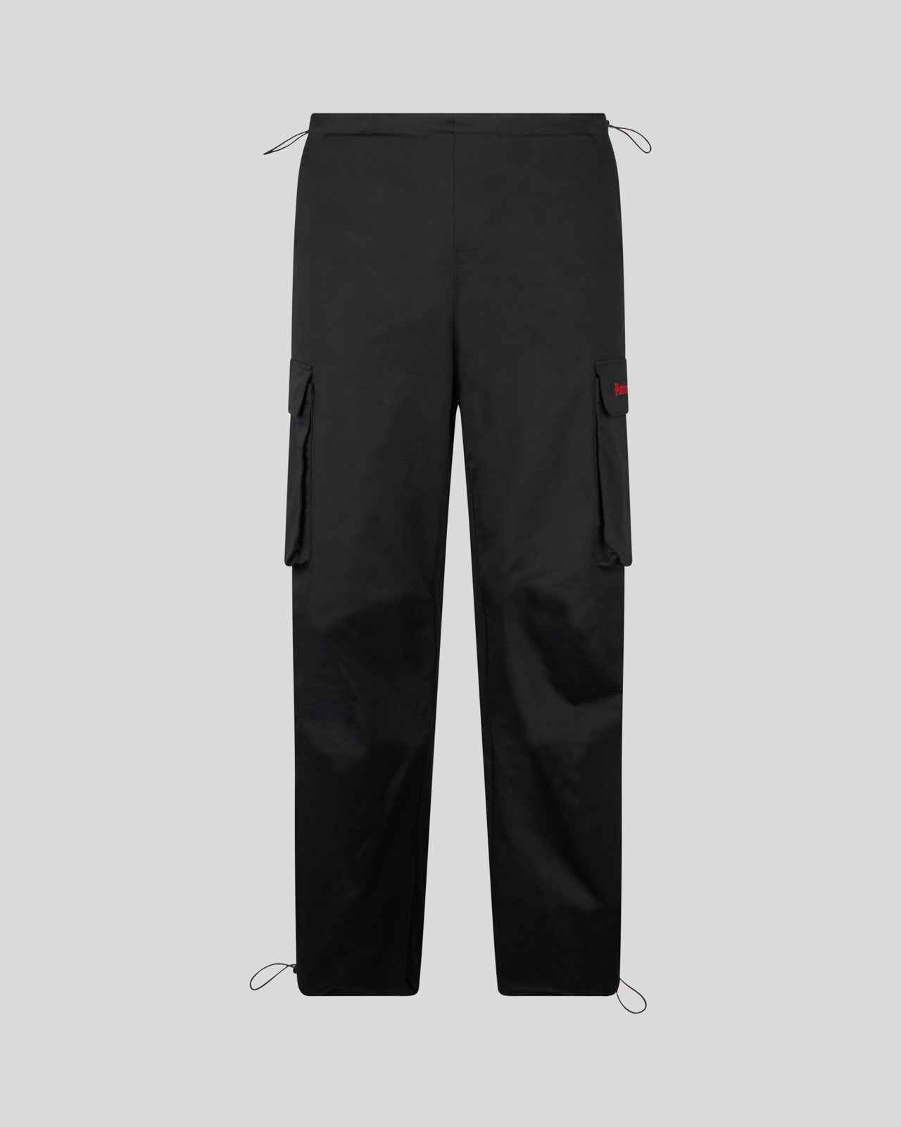 PANTALONE CARGO NERO CON LOGO GOTICO RICAMATO