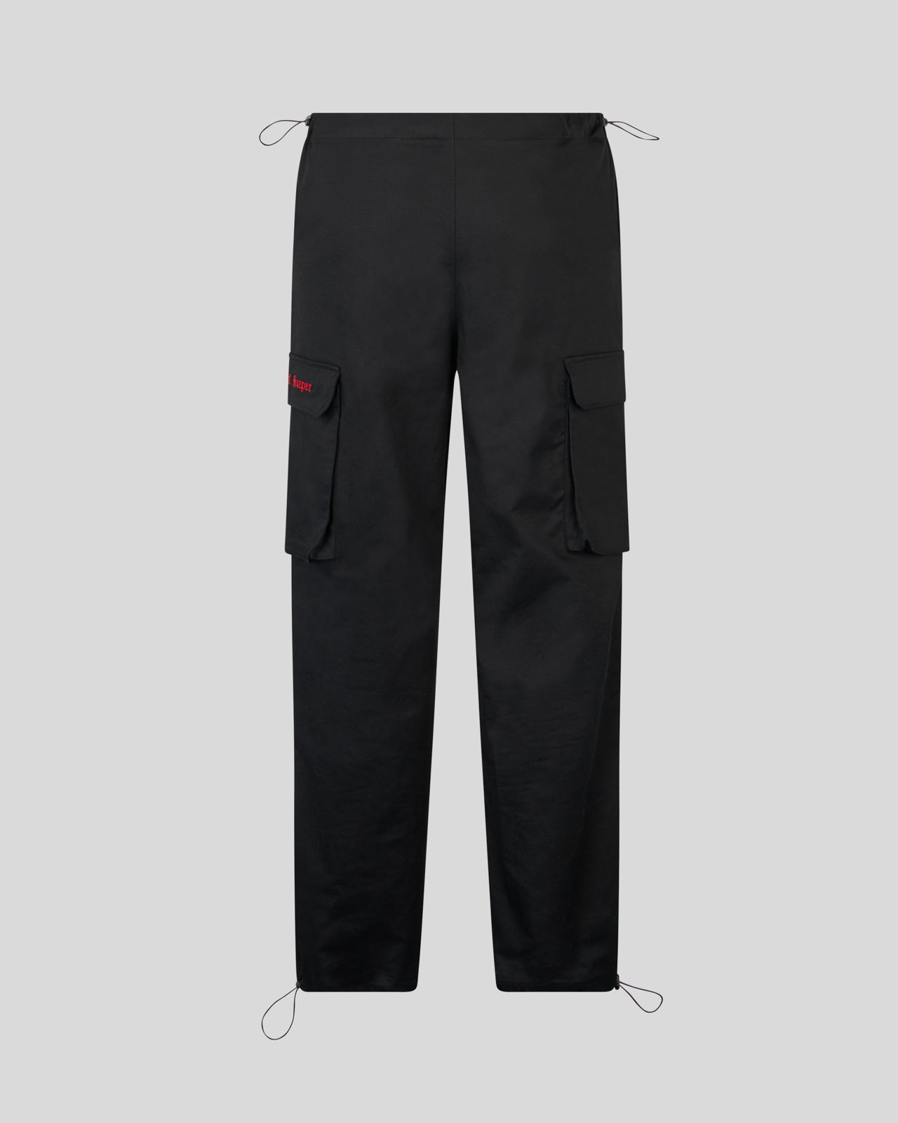 PANTALONE CARGO NERO CON LOGO GOTICO RICAMATO