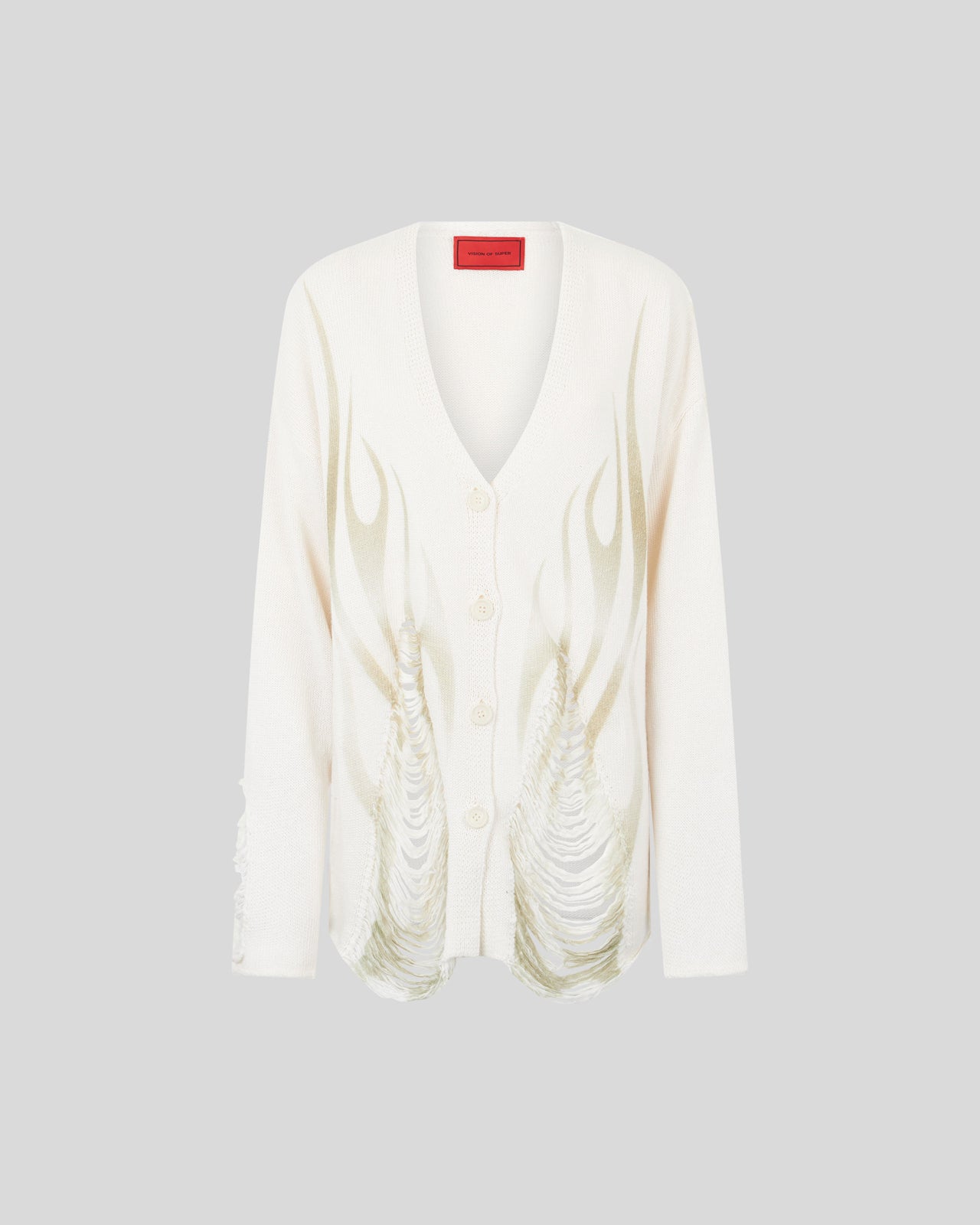 CARDIGAN BEIGE CON FIAMME TRIBALI