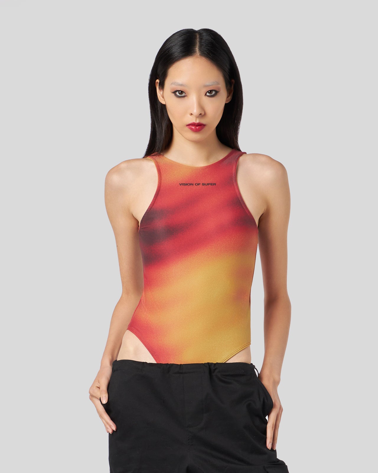 BODY SGAMBATO CON GRAFICA "ABSTRACT FIRE"