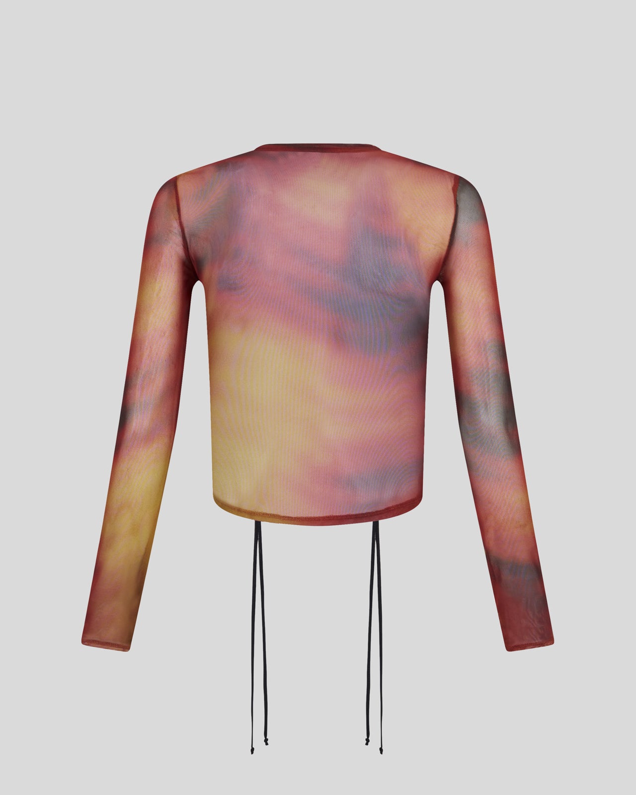 LONGSLEEVE TOP WITH COULISSE AND ABSTRACT FIRE PRINT