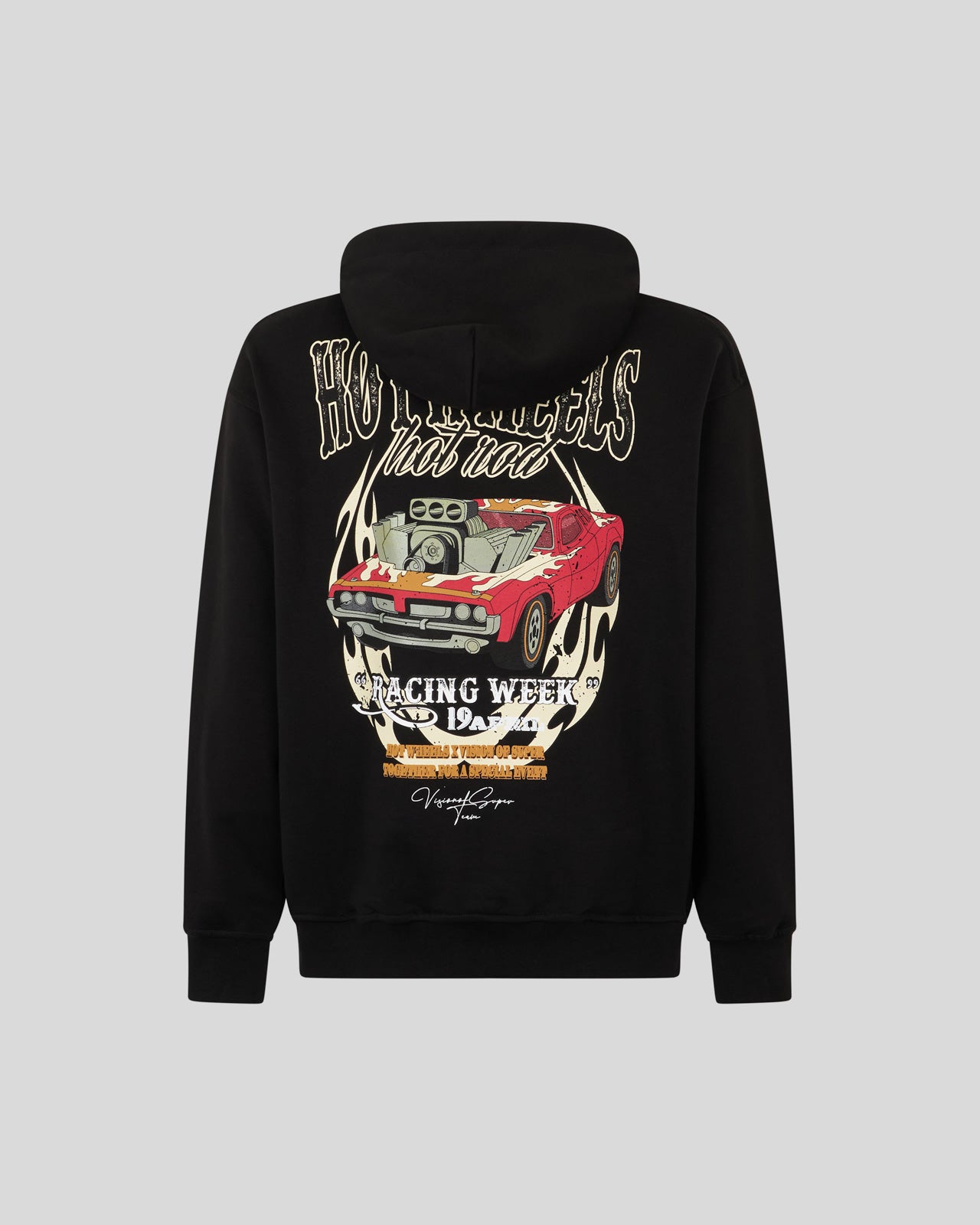 FELPA CON CAPPUCCIO NERA CON GRAFICA RED CAR