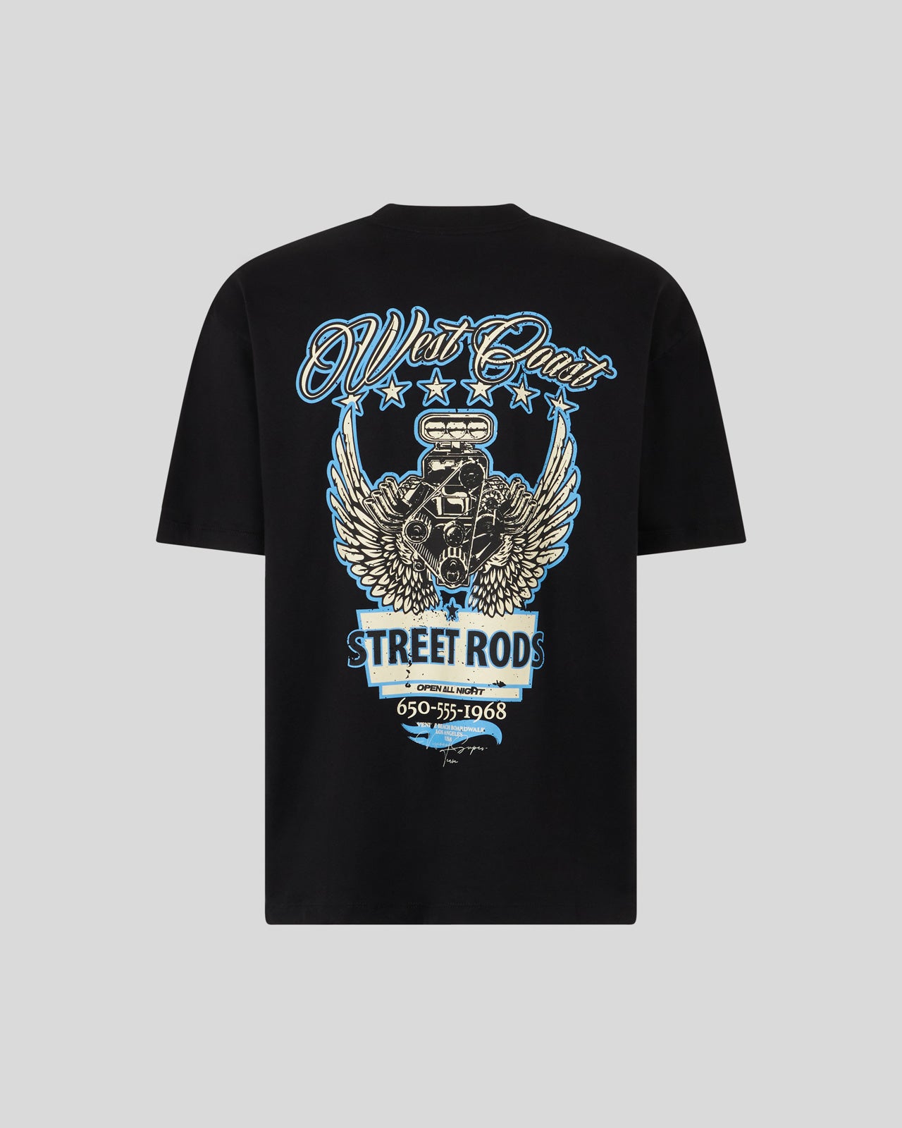 T-SHIRT NERA CON GRAFICA BLUE MOTOR