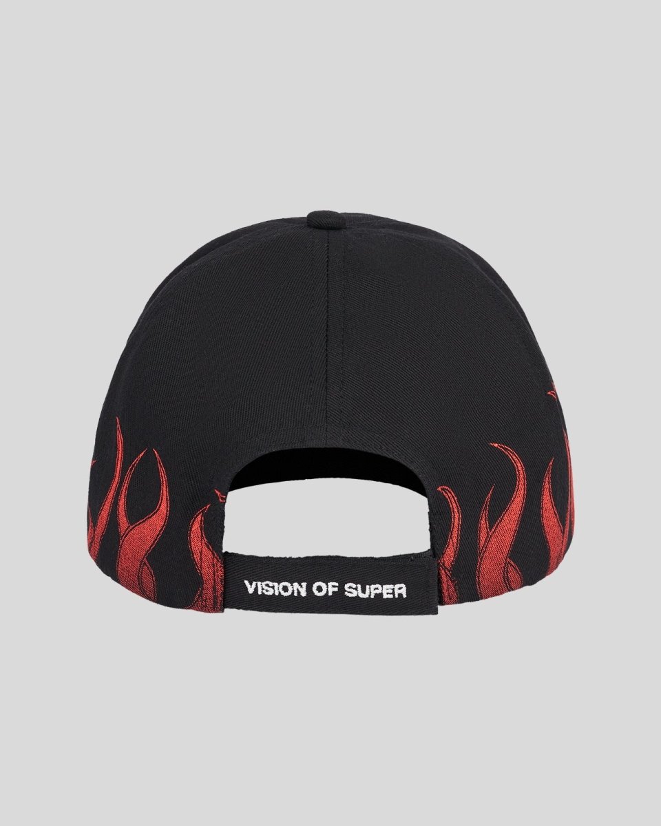 BLACK CAP WITH RED FLAMES