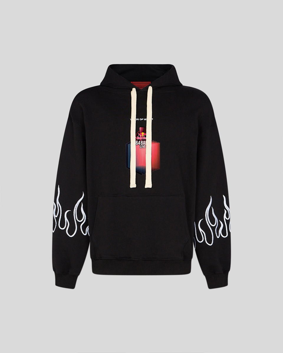 BLACK HOODIE WITH RED BULL 64 BARS PRINT - Vision of Super