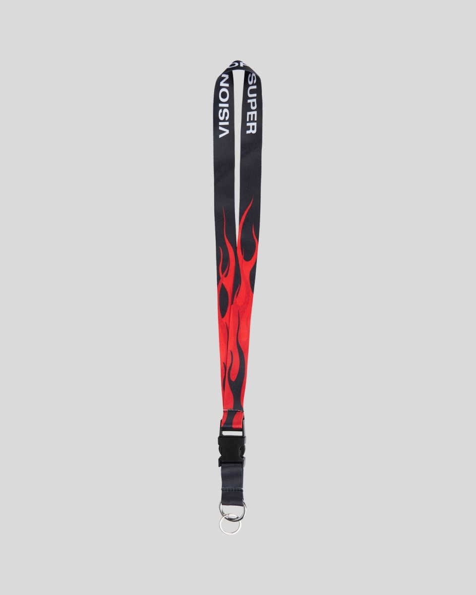 BLACK KEY HOLDER WITH TRIPLE FLAMES AND LOGO PRINT - Vision of Super