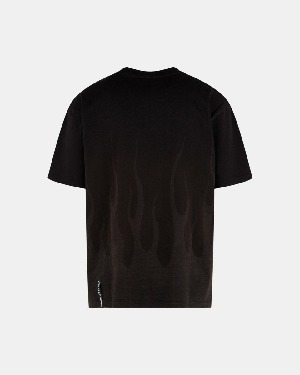 Black Lasered Flames Black T-shirt - Vision of Super