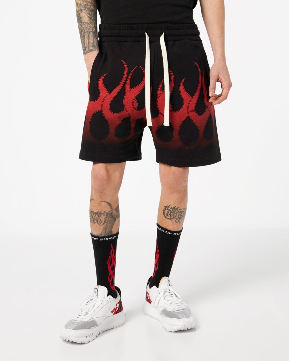 BLACK SHORTS WITH RED FLAMES