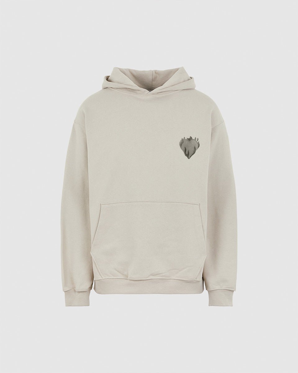 LONDON FOG HOODIE WITH EMBROIDERED FLAMING HEART