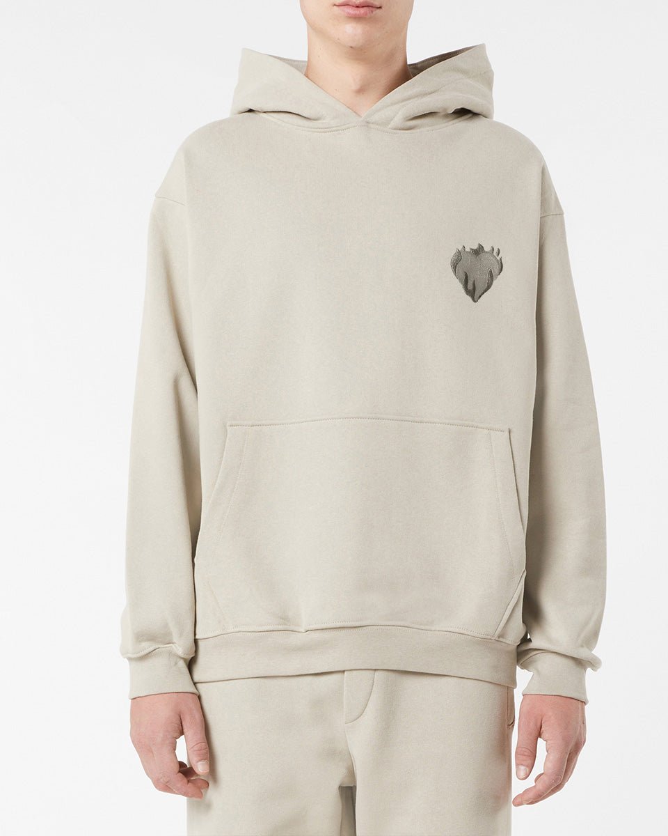 LONDON FOG HOODIE WITH EMBROIDERED FLAMING HEART