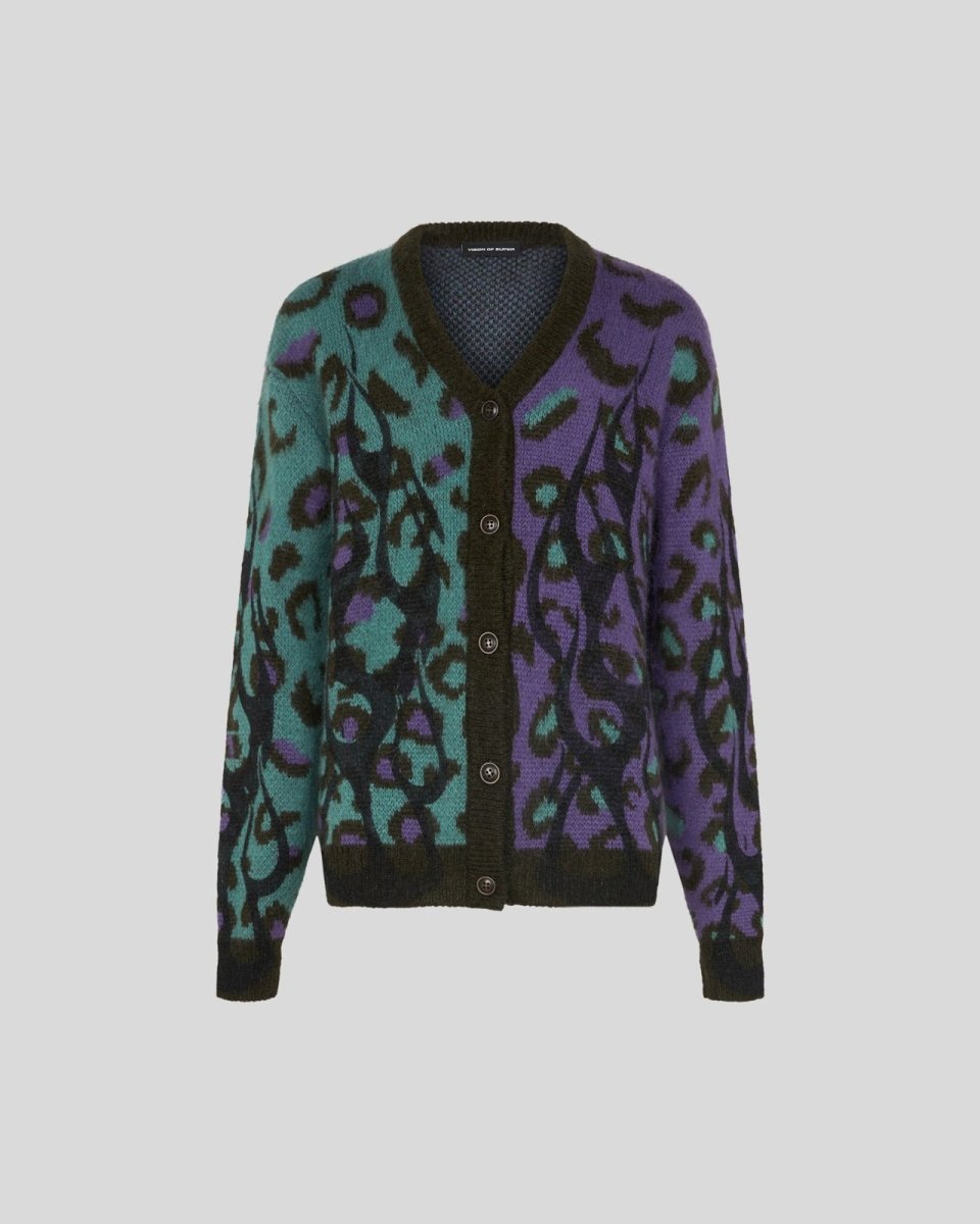 MULTICOLOR CARDIGAN WITH BLACK FLAMES - Vision of Super